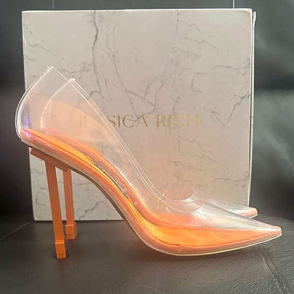 Jessica Rich “So Fancy” Orange & Clear Stiletto - Size 39 (US 9) NWT - Picture 4 of 14